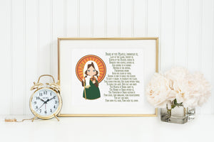 Saint Brigid of Ireland prayer print. Saint Brigid Wall Art Poster. Nursery Art. Prayer Print Poster. Catholic Poster. Baptism Gift.