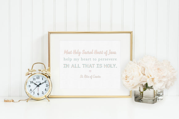 Saint Rita of Cascia prayer print. Saint Rita Wall Art Poster. Mother's Day Prayer Print. Catholic Poster. First Communion Gift.