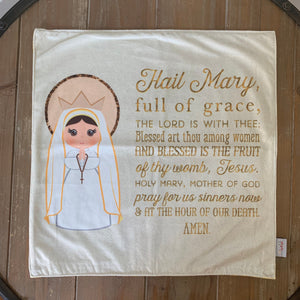18" Hail Mary Ultra Soft Lovey Mini Blanket. Baby Prayer Blanket. Lovie Blanket. Baby Nursery. Baptism Gift. Catholic Baby Gift. Hail Mary