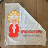 18" John Paul II Ultra Soft Lovey Blanket. Life with Christ. Lovie Blanket. Mini-Blanket. Baptism Gift. Catholic Baby Gift. Catholic Saint.