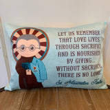 Saint Maximilian Kolbe pillow. Baptism Gift. Children's & Nursery Decor, Christian Catholic Gift. First Communion Gift. St. Maximilian Gift