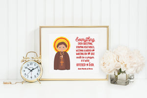 St Martin de Porres poster print. Saint Martin de Porres Wall Art Poster. First Communion. Everything, even sweeping Poster. Catholic Gift.