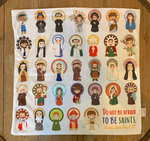 18" Do not be afraid to be Saints Ultra Soft Lovey Blanket. Baby Prayer Mini Blanket. Saint Lovie Blanket. Baptism Gift. Catholic Baby Gift