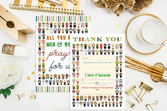First Communion Thank You Note Cards. Catholic Saints Note Card. Pre-written Kids First Communion Thank you. Pre-made First Holy Communion.