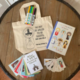 Mass Bag with Kids Coloring Tote Bag. Do not be afraid to be saints canvas bag. Catholic Mass Games. Catholic Saint Bag. Kids Church Bag.