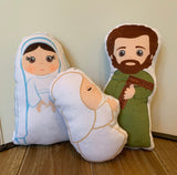 Set of 3 Holy Family Stuffed Dolls. Joseph, Mary and Baby Jesus Gift. Christmas Gift. Baptism. Catholic Baby Gift. Stuffed Nativity.