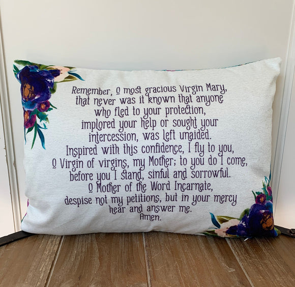 Memorare pillow. Remember, O most gracious Virgin Mary pillow. Christian Catholic Gift. First Communion Gift. Memorare pillow.
