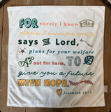 18" I know the plans I have for you Soft Lovey Mini Blanket. Baby Prayer Blanket. Scripture Lovie Blanket. Baptism Gift, Jeremiah 29:11 Gift