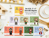 Set of 26 A to Z Saint Magnets. Saint Alphabet Magnet Set. First Communion. Baptism Gift. Catholic Gift. Saint ABC gift. Godchild. Christmas
