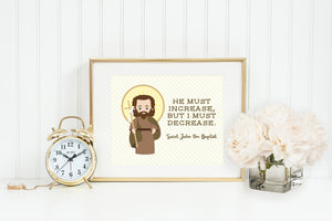 Saint John the Baptist poster print. John the Baptist Wall Art Poster. Nursery Art. Kids Room. Prayer Print. Catholic. He must increase.