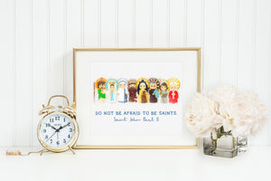 Catholic All Saints poster print. Catholic Wall Art Poster. First Communion. JPII, Mother Teresa, Mary Poster. Do not be afraid to be saints