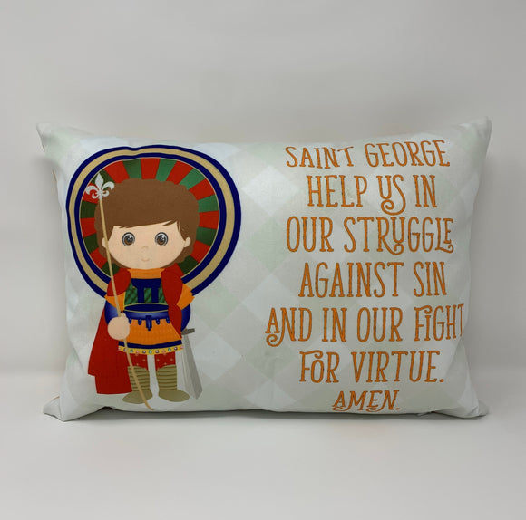 Saint George pillow. Saint George prayer pillow. Baptism Gift. First Communion gift. Catholic. First Communion. St. George Gift