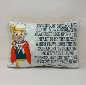 Saint Blaise pillow. Saint Blaise prayer pillow. Baptism Gift. First Communion gift. Catholic. First Communion. St. Blaise Gift