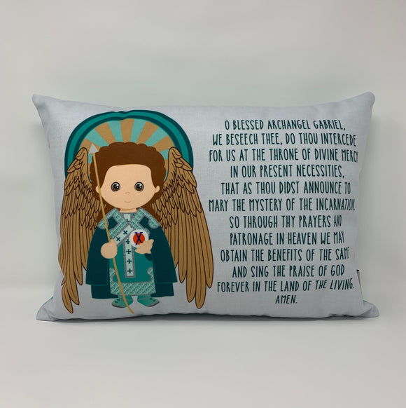 Saint Gabriel pillow. Baptism Gift. Children's & Nursery Decor, Christian Catholic Gift. First Communion Gift. St. Gabriel Gift.