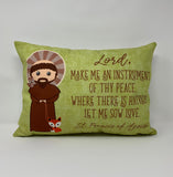 Saint Francis of Assisi pillow. Baptism Gift. Lord, Make me an instrument. Catholic Gift. First Communion Gift. Kids St. Francis Gift.