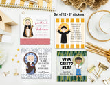 Set #4 of 12 - 3" Saint Stickers. Kids Saint Stickers. First Communion. Homeschooling Catholic Gift. Catholic Saint Stickers. Prayer Sticker