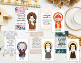 Set of 15 Saint Cards with quotes Set 2. Kid Saint Keychain set. First Communion. Baptism. Catholic Gift. Saint Quotes on keychain. Easter.