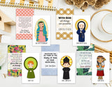 Set of 15 Saint Cards with quotes Set 2. Kid Saint Keychain set. First Communion. Baptism. Catholic Gift. Saint Quotes on keychain. Easter.