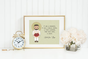 St Juan Diego poster print. Saint Juan Diego Wall Art Poster. First Communion. I am a nobody, I am a small rope. Catholic Gift. Baptism.