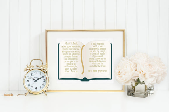 St. Roch poster print. Saint Roch Wall Art Poster. Nursery Art. Kids Room Print. Prayer Print Poster. Catholic Poster. Oh Great St. Roch.