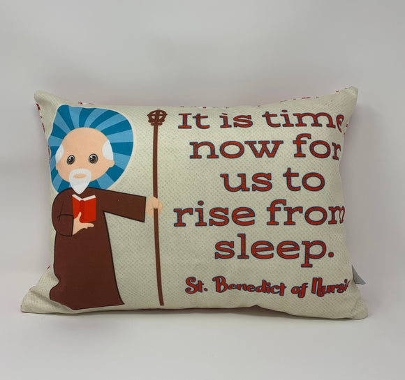 Saint Benedict of Nursia pillow. It is now time for us. Catholic Gift. Baptism Gift. Saint pillow. First Holy Communion. St. Benedict gift.