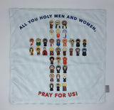 18" All you Holy Men and Women pray for us Ultra Soft Lovey Mini Blanket. Baby Prayer Blanket. Saint Cross Lovie Blanket. Baptism Gift.