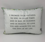 Wedding Vows Pillow. I promise to be faithful to you wedding Pillow. Home Decor Pillow. Wedding Pillow. Wedding gift. Wedding Vows gift.