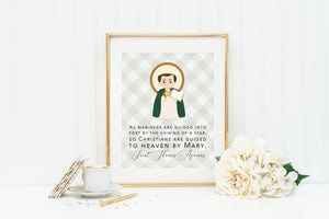 St Thomas Aquinas poster print. Saint Thomas Wall Art. First Communion. Christians are guided to heaven by Mary. Catholic Gift. Baptism.