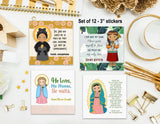 Set of 60 - 3" Saint Stickers. Kids Saint Stickers. First Communion. Homeschooling. Catholic Gift. Catholic Saint Stickers. Prayer Stickers.