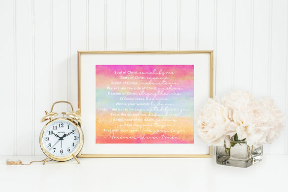 Anima Christi Print. 8 x 10 Anima Christi poster. Watercolor Anima Christi Prayer Print. Soul of Christ. First Holy Communion Gift.