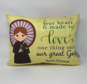 Saint Gemma prayer pillow. Our hearts are made to love pillow. Christian Catholic Gift. Baptism Gift. Saint Gemma gift. First Communion gift