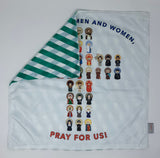 18" All you Holy Men and Women pray for us Ultra Soft Lovey Mini Blanket. Baby Prayer Blanket. Saint Cross Lovie Blanket. Baptism Gift.