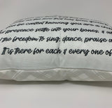 St. Therese of Lisieux prayer pillow. Christian Catholic Gift. Baptism Gift. May today there be peace. First Holy Communion gift.