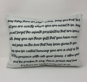 St. Therese of Lisieux prayer pillow. Christian Catholic Gift. Baptism Gift. May today there be peace. First Holy Communion gift.