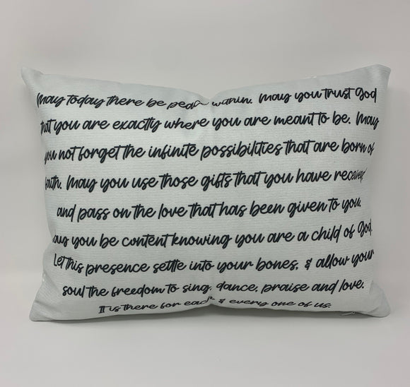 St. Therese of Lisieux prayer pillow. Christian Catholic Gift. Baptism Gift. May today there be peace. First Holy Communion gift.