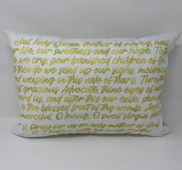 Hail Holy Queen pillow. Baptism Gift. Catholic Pillow Decor, Christian Catholic Gift. First Communion Gift. Hail Holy Queen Prayer Pillow