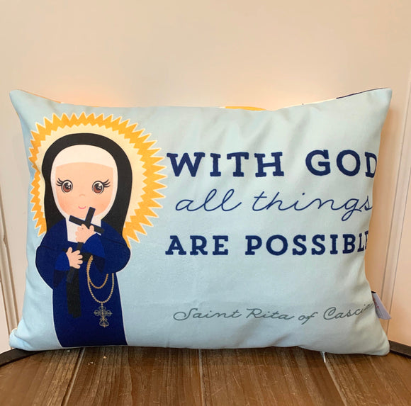 Saint Rita of Cascia pillow. St. Rita prayer pillow. Catholic Gift. Baptism Gift. Saint pillow. First Holy Communion gift. St. Rita gift.