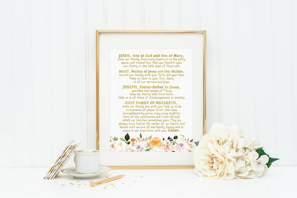 Holy Family Prayer Print Poster. Holy Family Prayer Wall Art Poster. Kids Room Print. Prayer Print Poster. Catholic Poster. Baptism Gift.