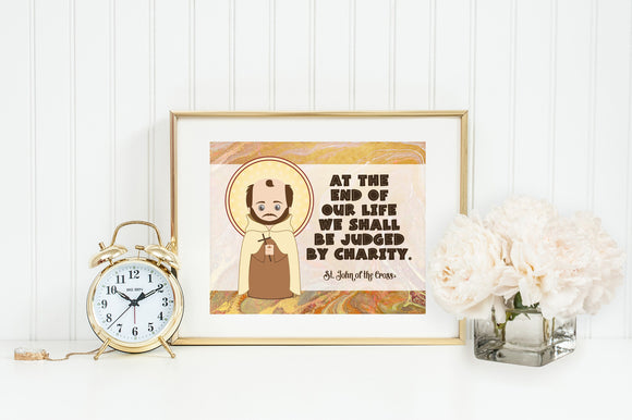 Saint John of the Cross poster print. St. John Wall Art Poster. First Communion. Kids Room. Prayer Poster. Catholic Poster. Baptism Gift