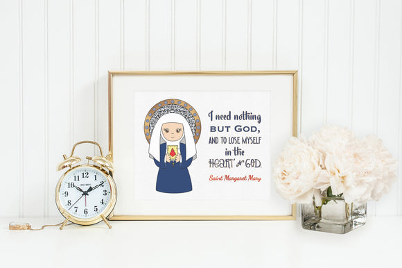 Saint Margaret Mary poster print. St Margaret Mary Wall Art Poster. First Communion. Kids Room Prayer Poster. Catholic Poster. Baptism Gift