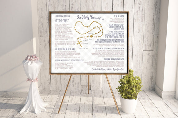 How to pray the Rosary poster print. Catholic Wall Art Poster. First Communion. Holy Rosary Poster. Catholic Kids Prayer Poster.