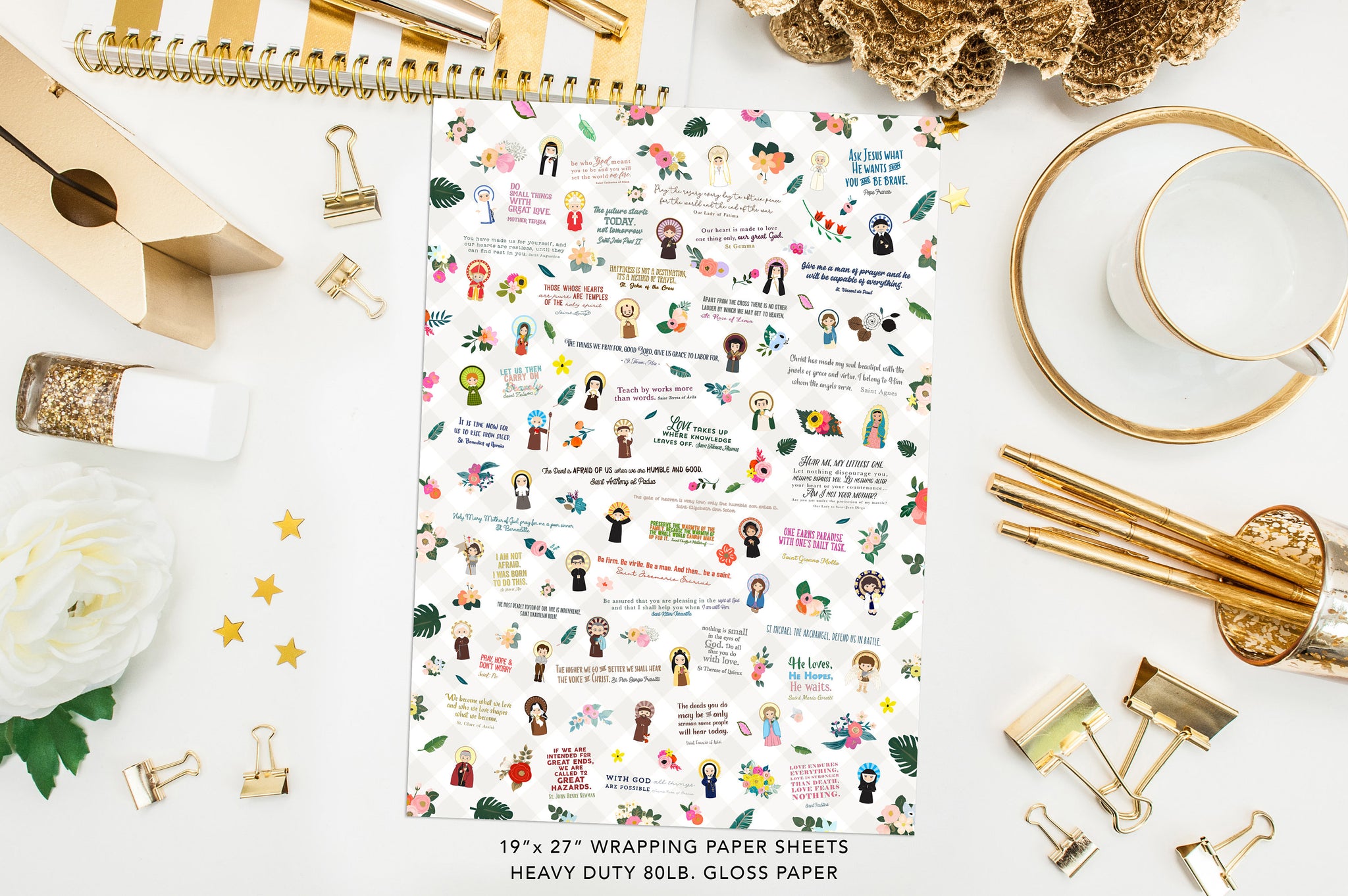 Catholic Saints Wrapping Paper. Saints Prayer Wrapping paper