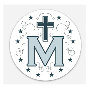 3" Vinyl Waterproof Marian Cross Sticker. Marian Cross Vinyl Water bottle Saint Stickers. M Cross decal. Saint Decal. Catholic Gift.