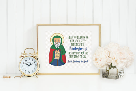 Saint Anthony the great poster print. St. Anthony Wall Art Poster. First Communion. When you lie down. Catholic Gift. Baptism Gift.