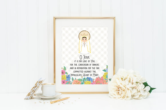 Our Lady of Fatima Sacrifice Prayer print. Fatima poster. Fatima Prayer Print. O Jesus, it is for love of you. Baptism Gift. Holy Communion