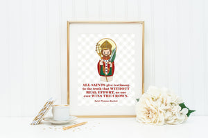 St Thomas Becket poster print. Saint Thomas Wall Art Poster. First Communion. All saints give testimony to the truth. Catholic Gift. Baptism