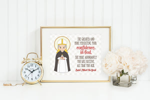 Saint Albert the Great poster print. Saint Albert Wall Art Poster. Catholic Poster. Baptism gift. First Communion Gift. the Greater the more