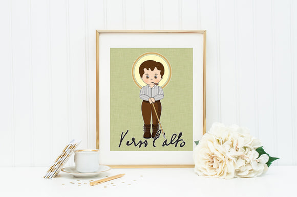 Verso L'alto Frassati poster print. Pier Giorgio Frassati Wall Art Poster. Catholic Print. Baptism Gift. First Communion Gift. Frassati Gift