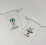 Hail Mary Full of Grace Canvas Rosary bag. All you Holy Men and Women Canvas Rosary bag. First communion. Rosary gift. Catholic Rosary Bag.