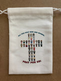 Hail Mary Full of Grace Canvas Rosary bag. All you Holy Men and Women Canvas Rosary bag. First communion. Rosary gift. Catholic Rosary Bag.